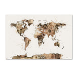 Trademark Fine Art ''Map of the World Sepia Watercolor'' by Michael Tompsett 30" x 47" Canvas Art (MT0733-C3047GG)