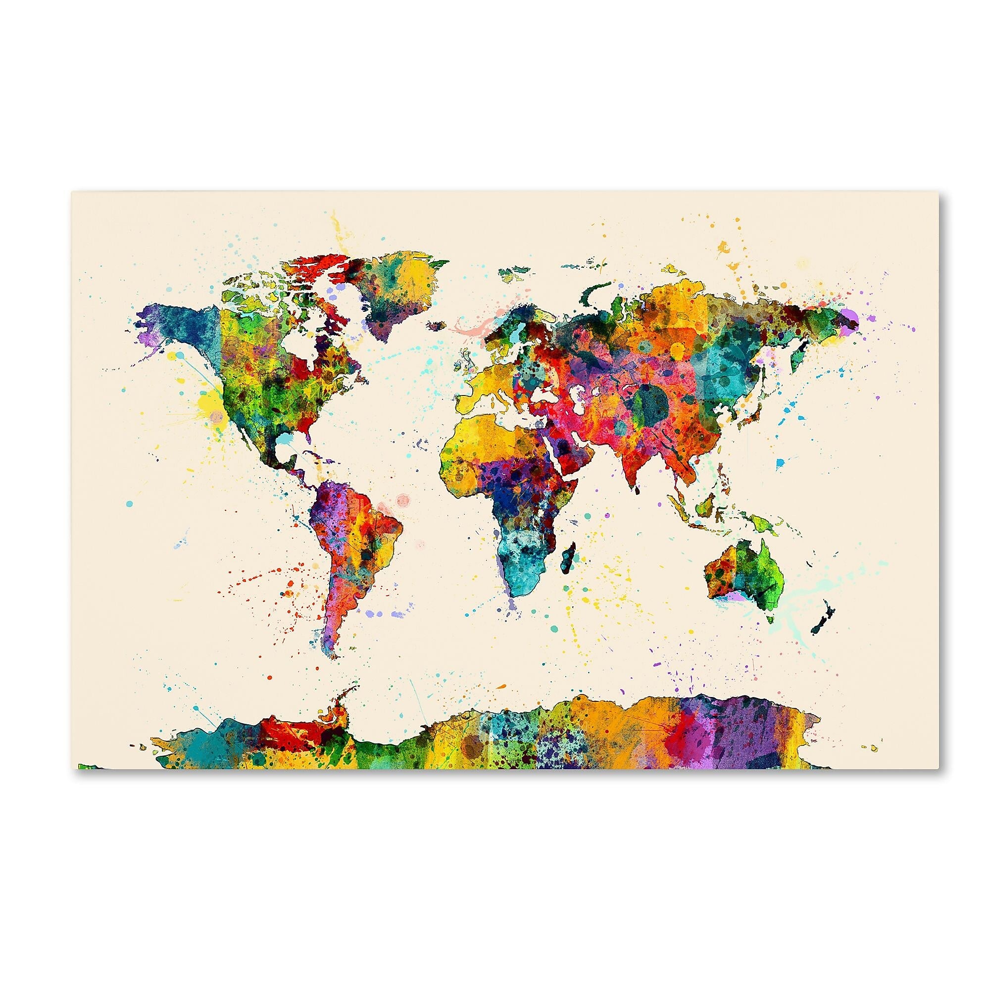Trademark Fine Art ''Map of the World Watercolor II'' by Michael Tompsett 30" x 47" Canvas Art (MT0734-C3047GG)