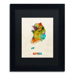 Trademark Fine Art ''Korea Watercolor Map'' by Michael Tompsett 11" x 14" Black Matted Black Frame (MT0736-B1114BMF)