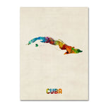 Trademark Fine Art ''Cuba Watercolor Map'' by Michael Tompsett 35" x 47" Canvas Art (MT0737-C3547GG)