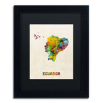 Trademark Fine Art ''Ecuador Watercolor Map'' by Michael Tompsett 11" x 14" Black Matted Black Frame (MT0739-B1114BMF)