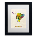 Trademark Fine Art ''Ecuador Watercolor Map'' by Michael Tompsett 11" x 14" White Matted Black Frame (MT0739-B1114MF)