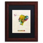 Trademark Fine Art ''Ecuador Watercolor Map'' by Michael Tompsett 11" x 14" Black Matted Wood Frame (MT0739-W1114BMF)