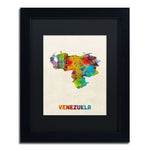 Trademark Fine Art ''Venezuela Watercolor Map'' by Michael Tompsett 11" x 14" Black Matted Black Frame (MT0740-B1114BMF)