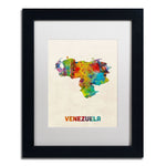 Trademark Fine Art ''Venezuela Watercolor Map'' by Michael Tompsett 11" x 14" White Matted Black Frame (MT0740-B1114MF)