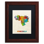 Trademark Fine Art ''Venezuela Watercolor Map'' by Michael Tompsett 11" x 14" Black Matted Wood Frame (MT0740-W1114BMF)