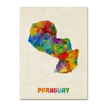Trademark Fine Art ''Paraguay Watercolor Map'' by Michael Tompsett 35" x 47" Canvas Art (MT0742-C3547GG)