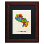 Trademark Fine Art ''Paraguay Watercolor Map'' by Michael Tompsett 11" x 14" Black Matted Wood Frame (MT0742-W1114BMF)