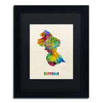 Trademark Fine Art ''Guyana Watercolor Map'' by Michael Tompsett 11" x 14" Black Matted Black Frame (MT0743-B1114BMF)