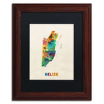 Trademark Fine Art ''Belize Watercolor Map'' by Michael Tompsett 11" x 14" Black Matted Wood Frame (MT0745-W1114BMF)