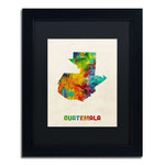 Trademark Fine Art ''Guatemala Watercolor Map'' by Michael Tompsett 11" x 14" Black Matted Black Frame (MT0746-B1114BMF)