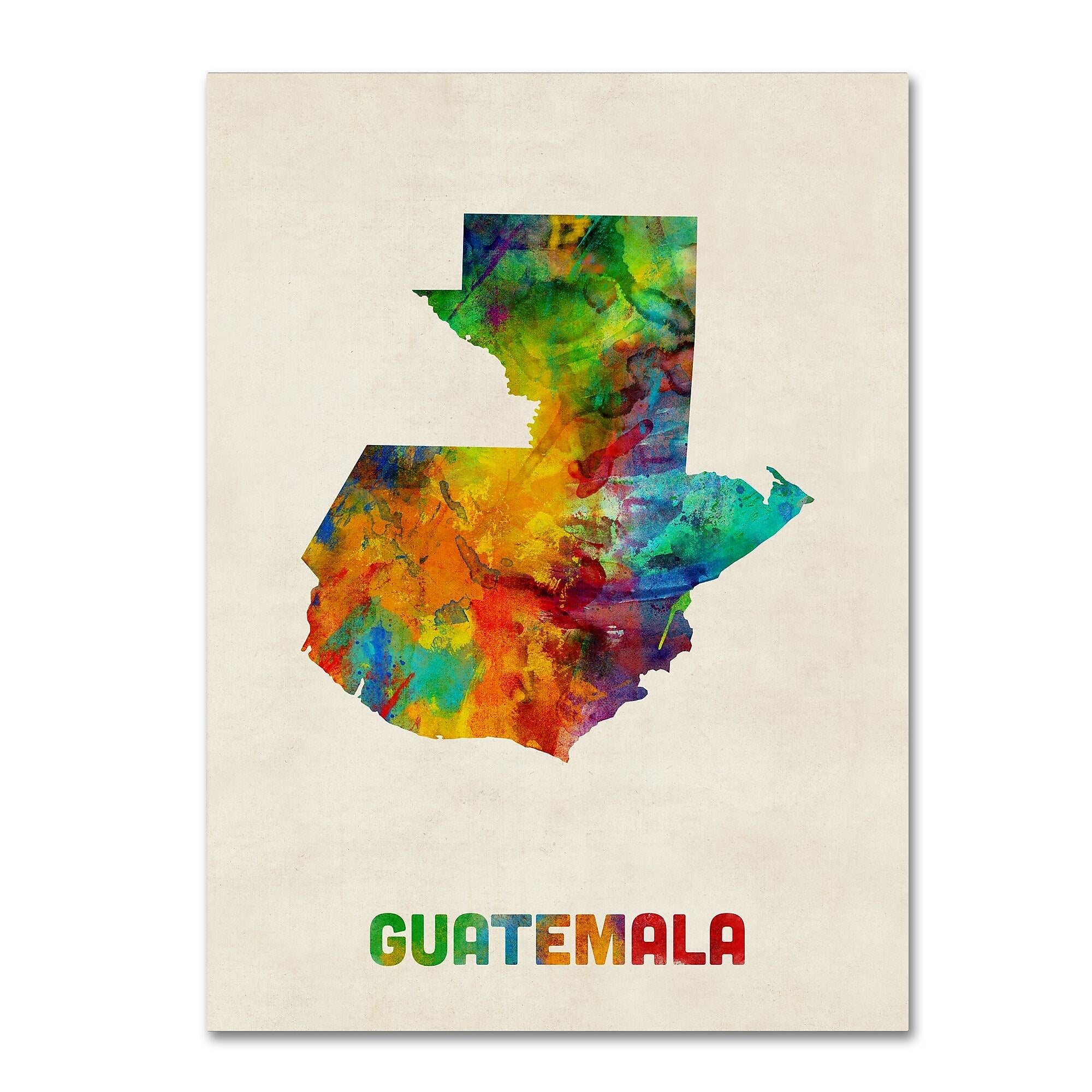 Trademark Fine Art ''Guatemala Watercolor Map'' by Michael Tompsett 35" x 47" Canvas Art (MT0746-C3547GG)