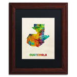 Trademark Fine Art ''Guatemala Watercolor Map'' by Michael Tompsett 11" x 14" Black Matted Wood Frame (MT0746-W1114BMF)