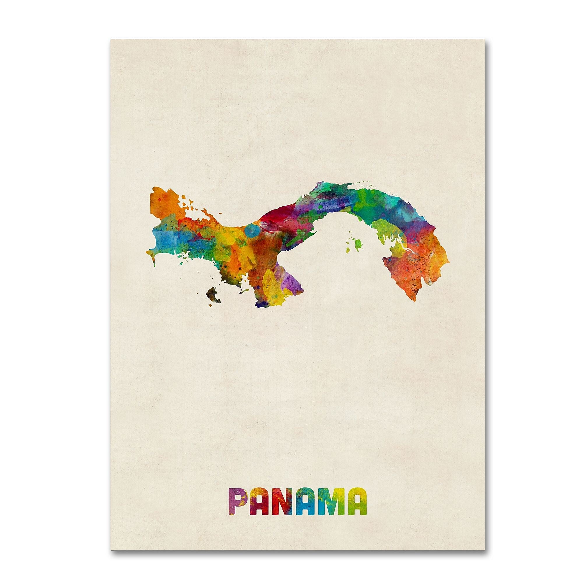 Trademark Fine Art ''Panama Watercolor Map'' by Michael Tompsett 35" x 47" Canvas Art (MT0747-C3547GG)