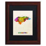 Trademark Fine Art ''Honduras Watercolor Map'' by Michael Tompsett 11" x 14" Black Matted Wood Frame (MT0748-W1114BMF)
