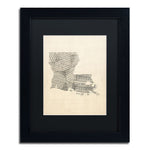 Trademark Fine Art ''Old Sheet Music Map of Louisiana'' by Michael Tompsett 11"x14" Black Frame (MT0754-B1114BMF)