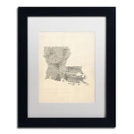 Trademark Fine Art ''Old Sheet Music Map of Louisiana'' by Michael Tompsett 11"x14" Black Frame (MT0754-B1114MF)