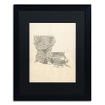 Trademark Fine Art ''Old Sheet Music Map of Louisiana'' by Michael Tompsett 16" x 20" Black Frame (MT0754-B1620BMF)