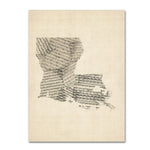 Trademark Fine Art ''Old Sheet Music Map of Louisiana'' by Michael Tompsett 35" x 47" Canvas Art (MT0754-C3547GG)