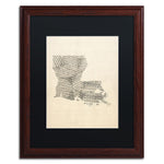 Trademark Fine Art ''Old Sheet Music Map of Louisiana'' by Michael Tompsett 16" x 20" Wood Frame (MT0754-W1620BMF)