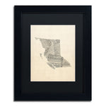 Trademark Fine Art ''Sheet Music Map British Columbia'' by Michael Tompsett 11" x 14" Black Frame (MT0755-B1114BMF)