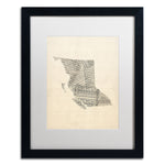 Trademark Fine Art ''Sheet Music Map British Columbia'' by Michael Tompsett 16" x 20" White Matted Black Frame (MT0755-B1620MF)