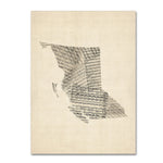 Trademark Fine Art ''Old Sheet Music Map of British Columbia'' by Michael Tompsett 24"x32" Canvas (MT0755-C2432GG)