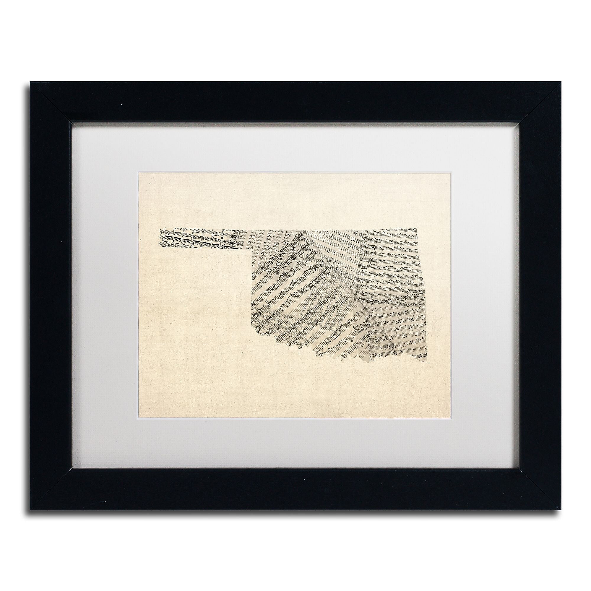 Trademark Fine Art ''Old Sheet Music Map of Oklahoma'' by Michael Tompsett 11"x14" Black Frame (MT0756-B1114MF)