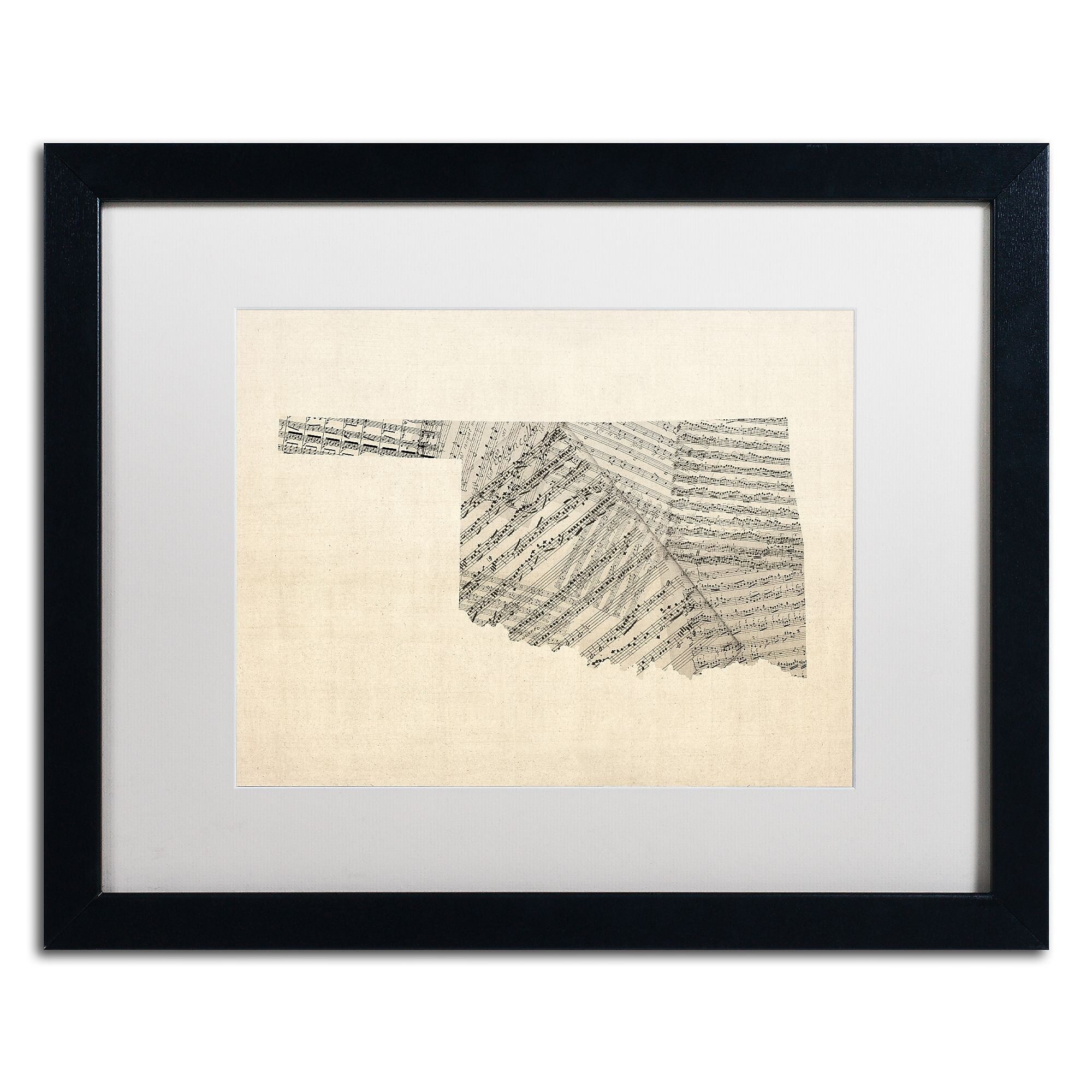 Trademark Fine Art ''Old Sheet Music Map of Oklahoma'' by Michael Tompsett 16" x 20" Black Frame (MT0756-B1620MF)