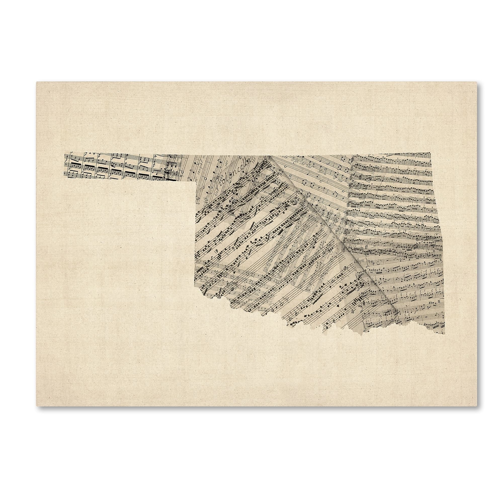 Trademark Fine Art ''Old Sheet Music Map of Oklahoma'' by Michael Tompsett 24" x 32" Canvas (MT0756-C2432GG)