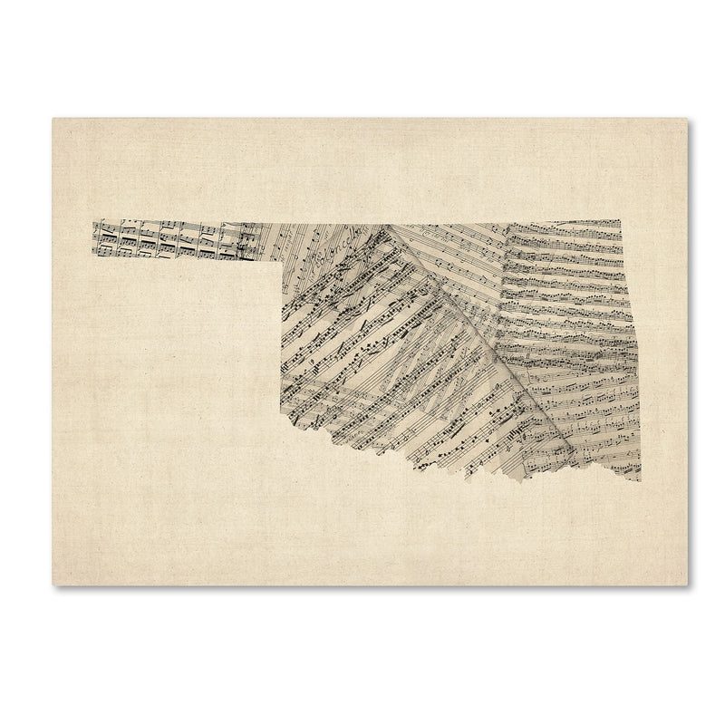 Trademark Fine Art ''Old Sheet Music Map of Oklahoma'' by Michael Tompsett 24" x 32" Canvas (MT0756-C2432GG)