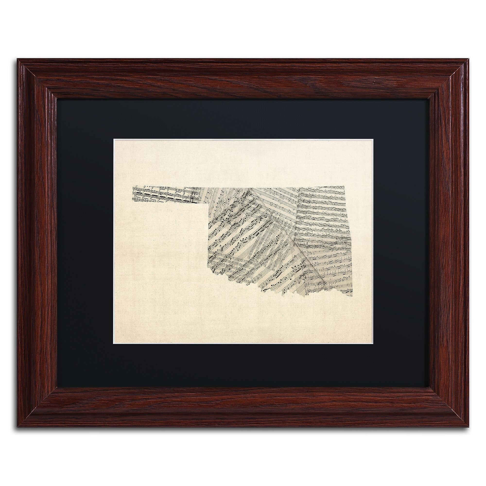 Trademark Fine Art ''Old Sheet Music Map of Oklahoma'' by Michael Tompsett 11"x14" Wood Frame (MT0756-W1114BMF)
