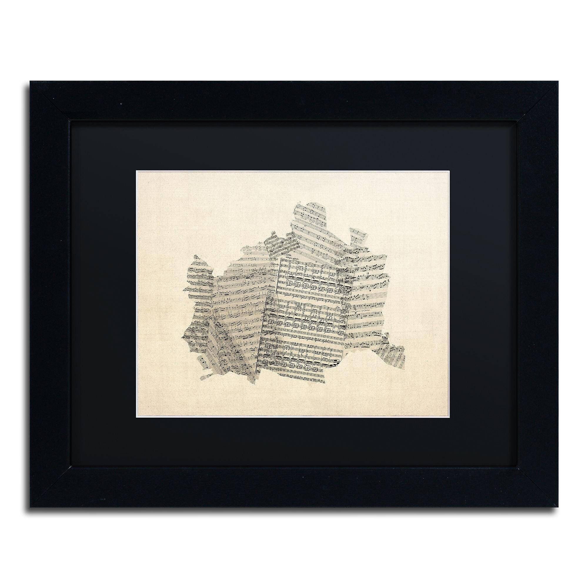 Trademark Fine Art ''Old Sheet Music Map of Vienna'' by Michael Tompsett 11"x14" Black Frame (MT0757-B1114BMF)
