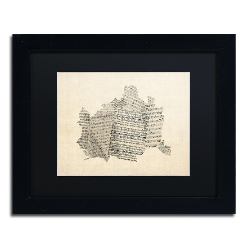 Trademark Fine Art ''Old Sheet Music Map of Vienna'' by Michael Tompsett 11"x14" Black Frame (MT0757-B1114BMF)