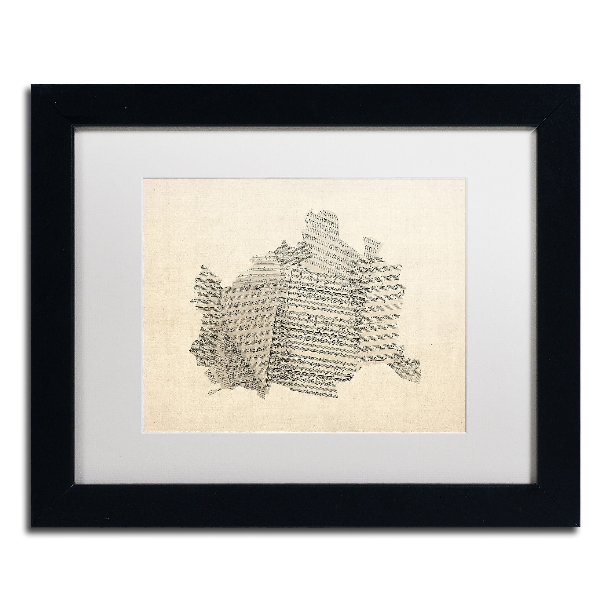Trademark Fine Art ''Old Sheet Music Map of Vienna'' by Michael Tompsett 11"x14" Black Frame (MT0757-B1114MF)