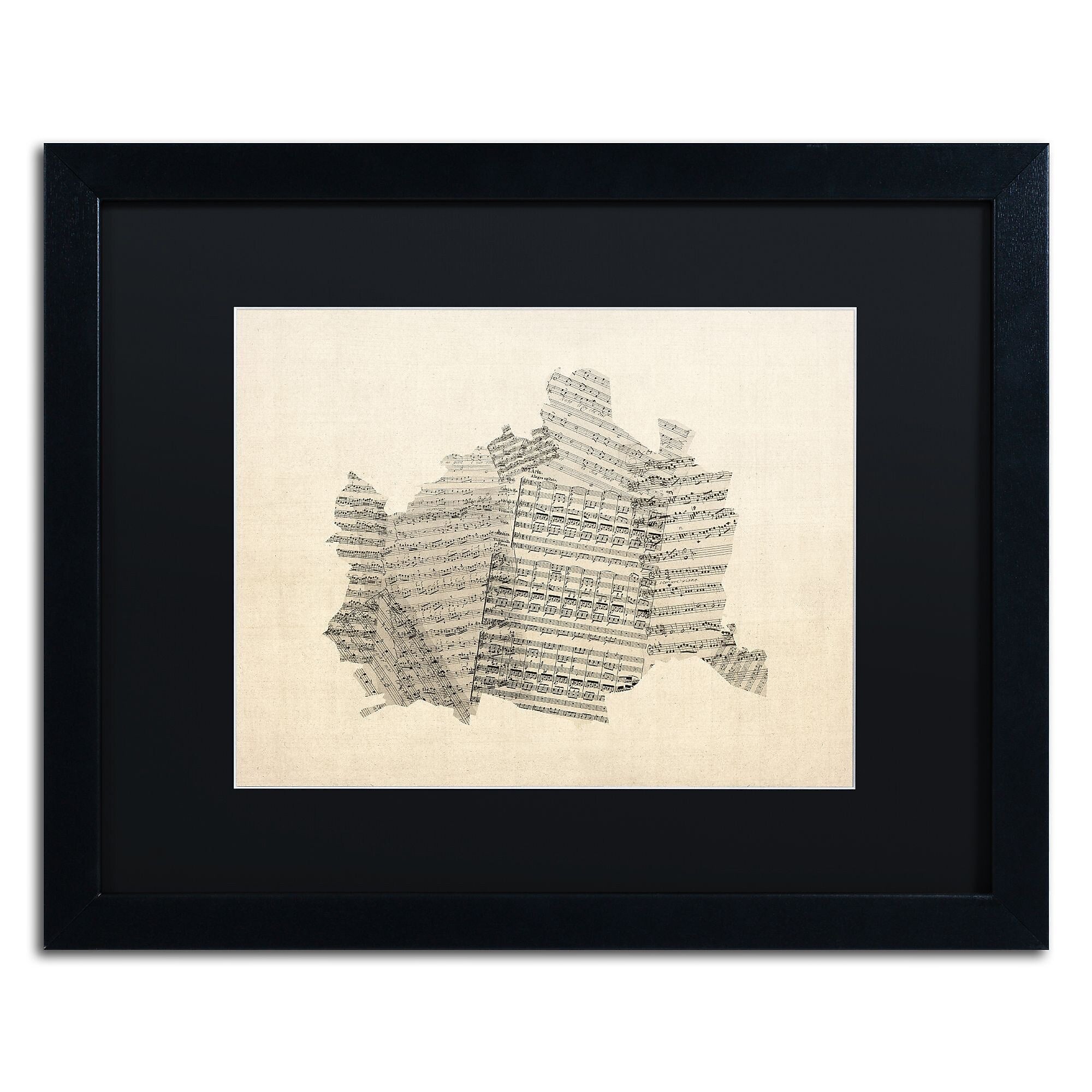 Trademark Fine Art ''Old Sheet Music Map of Vienna'' by Michael Tompsett 16" x 20" Black Frame (MT0757-B1620BMF)