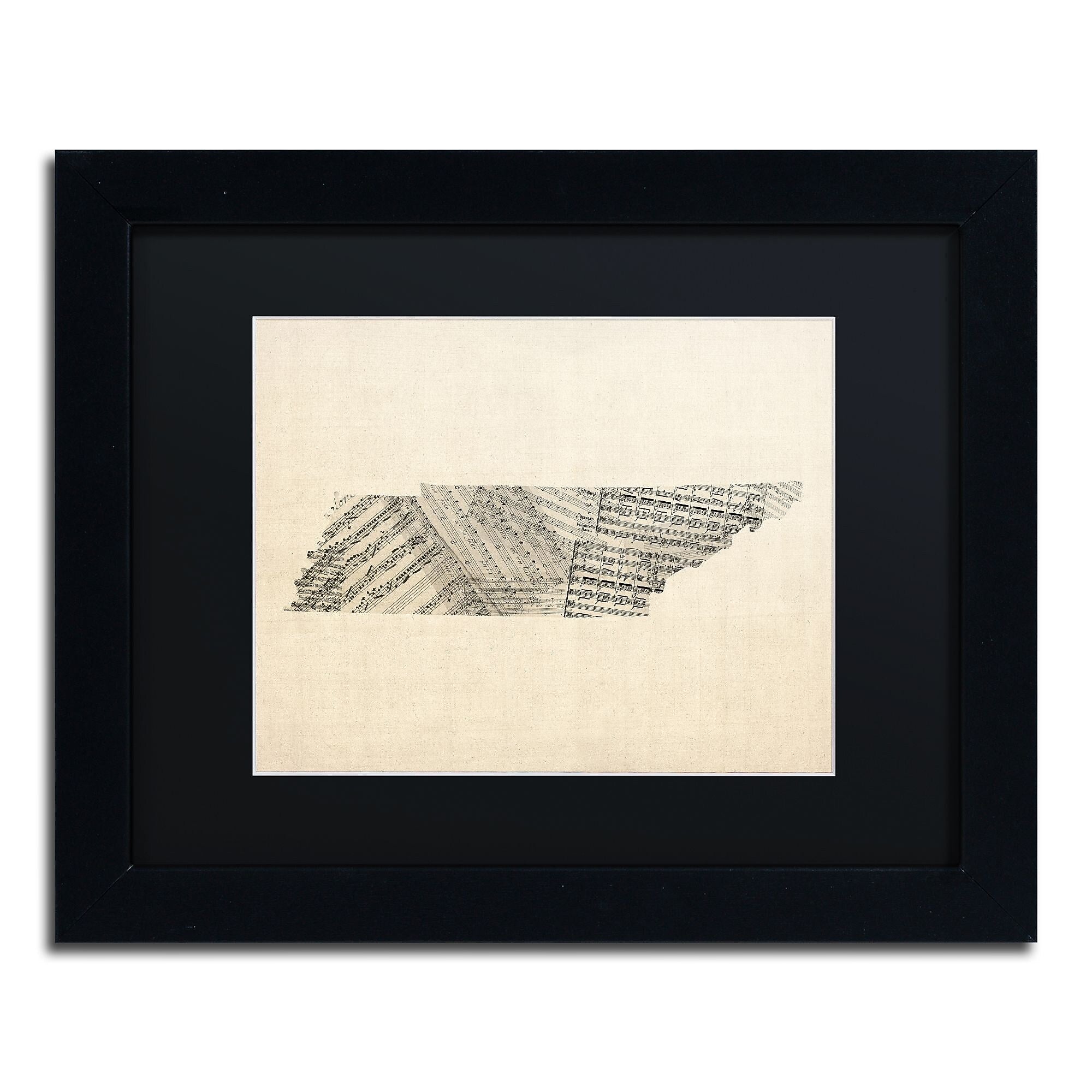 Trademark Fine Art ''Old Sheet Music Map of Tennessee'' by Michael Tompsett 11"x14" Black Frame (MT0758-B1114BMF)