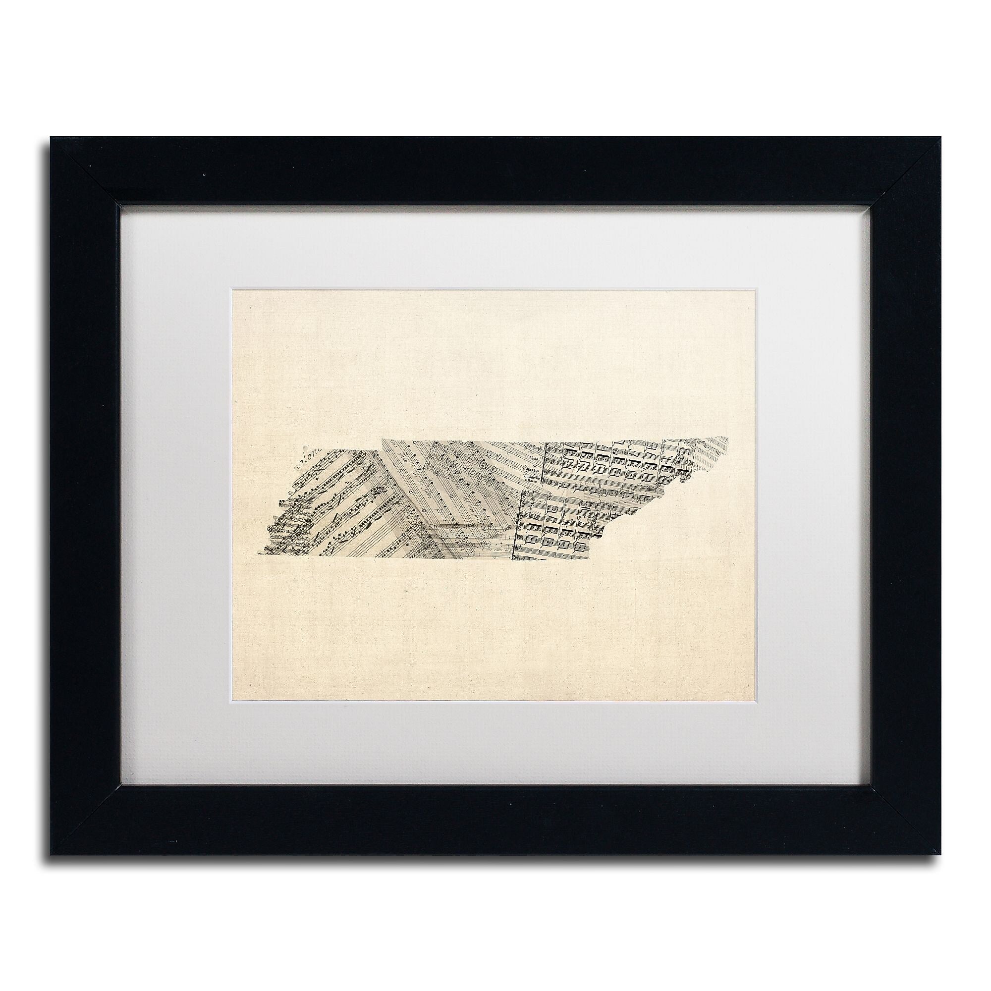Trademark Fine Art ''Old Sheet Music Map of Tennessee'' by Michael Tompsett 11"x14" Black Frame (MT0758-B1114MF)
