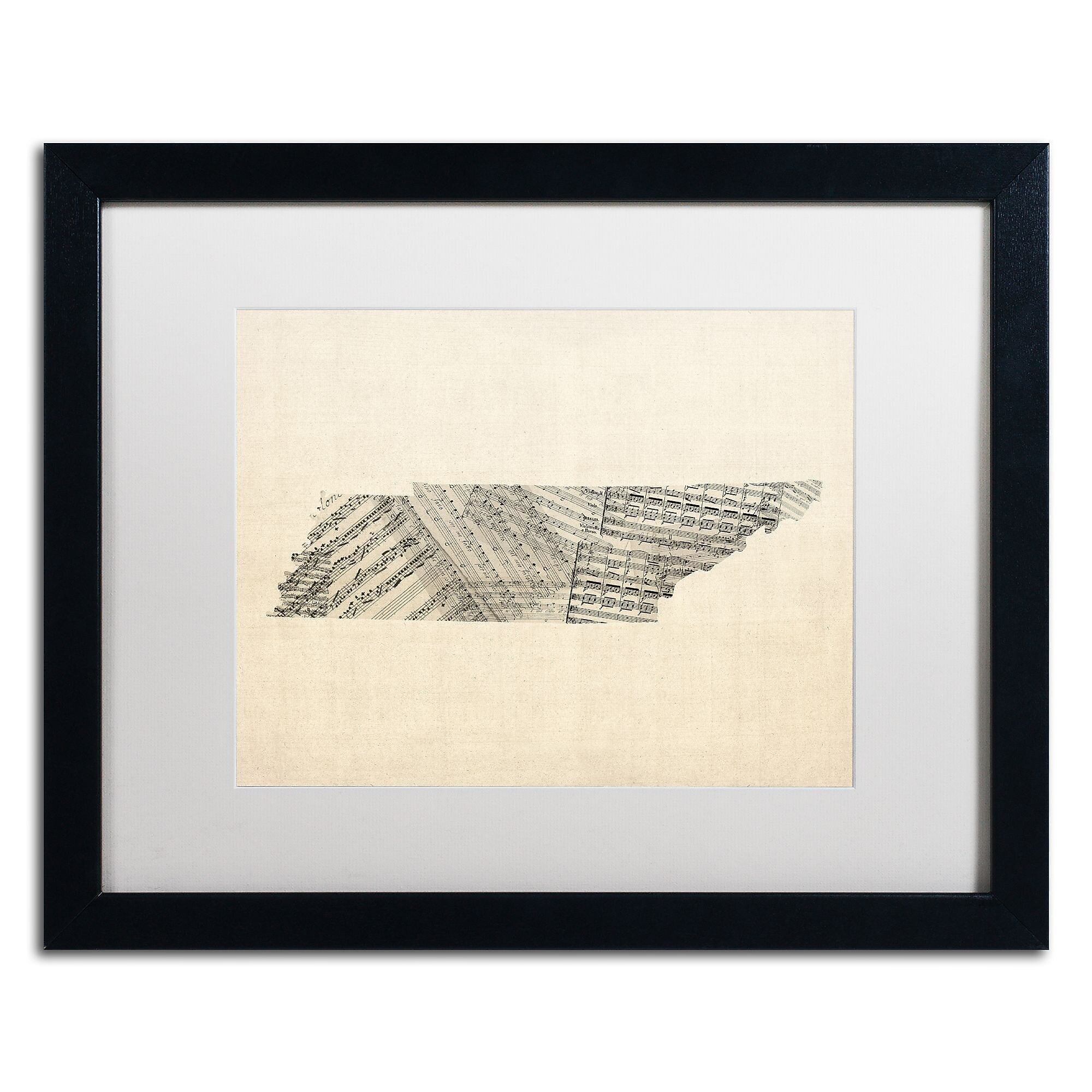 Trademark Fine Art ''Old Sheet Music Map of Tennessee'' by Michael Tompsett 16" x 20" Black Frame (MT0758-B1620MF)