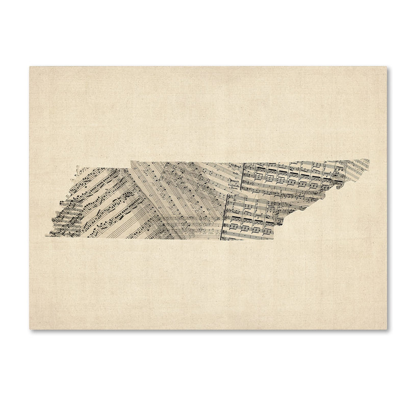 Trademark Fine Art ''Old Sheet Music Map of Tennessee'' by Michael Tompsett 24" x 32" Canvas (MT0758-C2432GG)