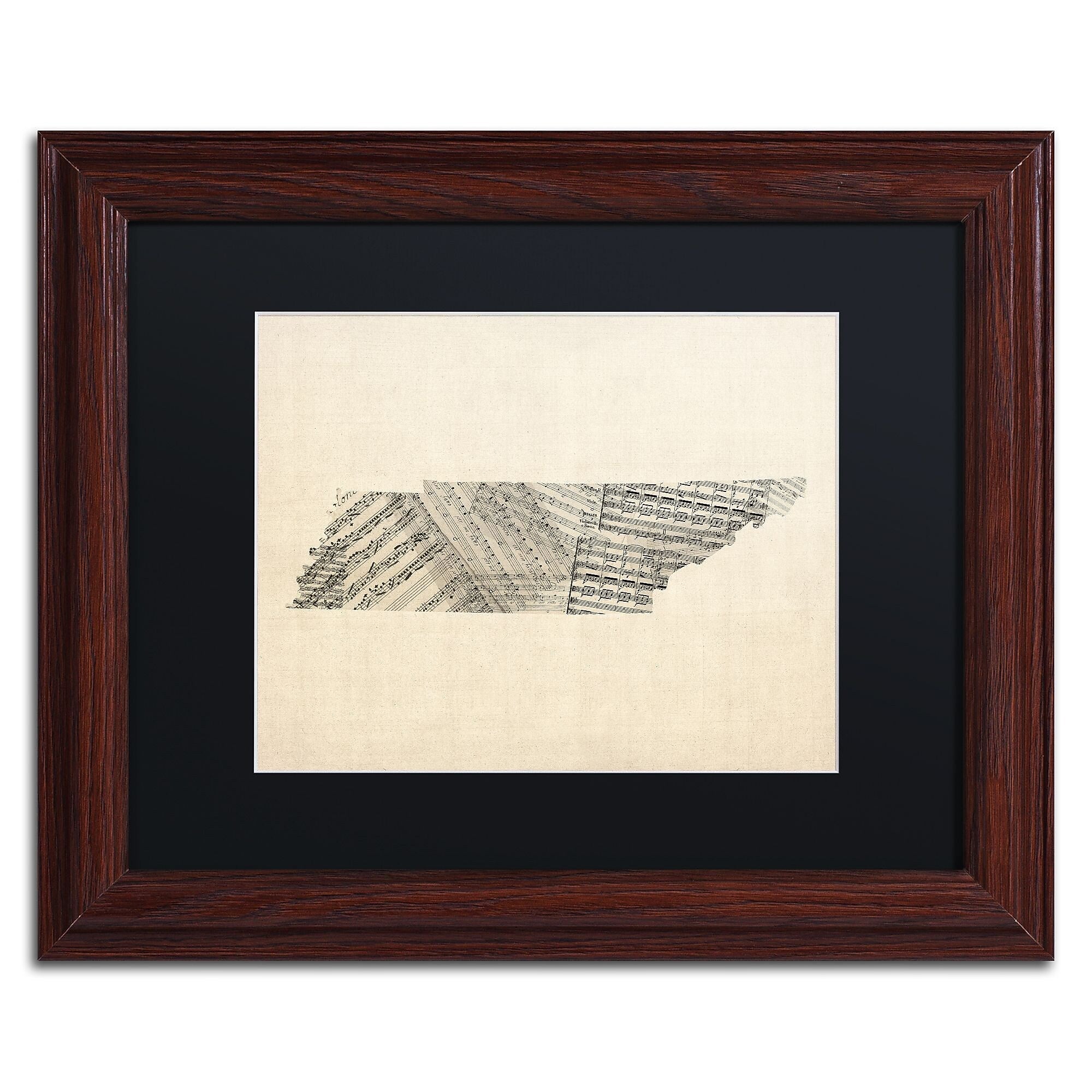 Trademark Fine Art ''Old Sheet Music Map of Tennessee'' by Michael Tompsett 11"x14" Wood Frame (MT0758-W1114BMF)
