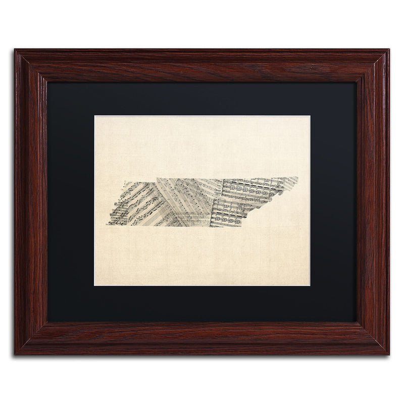 Trademark Fine Art ''Old Sheet Music Map of Tennessee'' by Michael Tompsett 11"x14" Wood Frame (MT0758-W1114BMF)