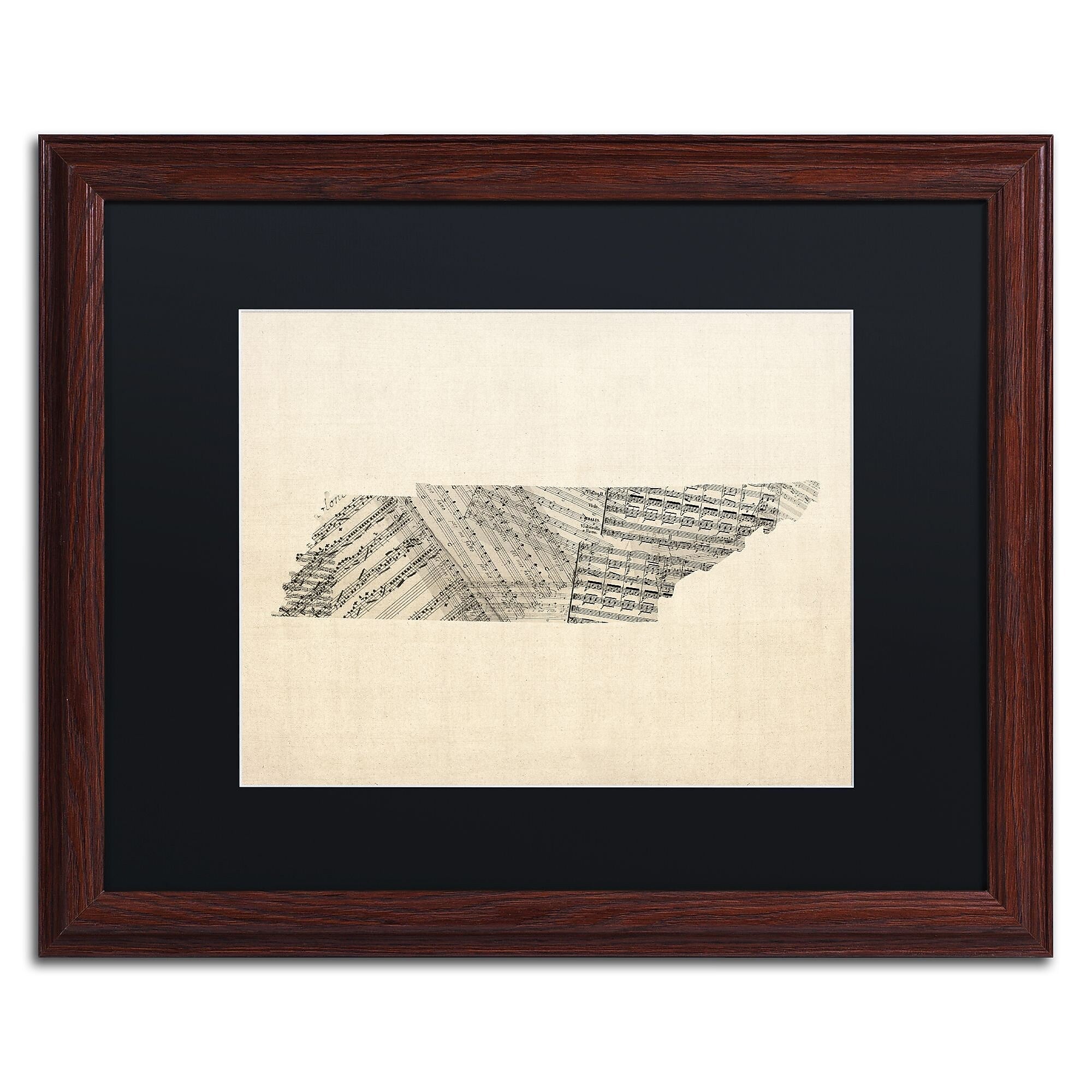 Trademark Fine Art ''Old Sheet Music Map of Tennessee'' by Michael Tompsett 16" x 20" Wood Frame (MT0758-W1620BMF)