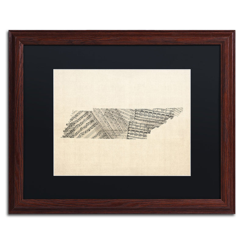 Trademark Fine Art ''Old Sheet Music Map of Tennessee'' by Michael Tompsett 16" x 20" Wood Frame (MT0758-W1620BMF)