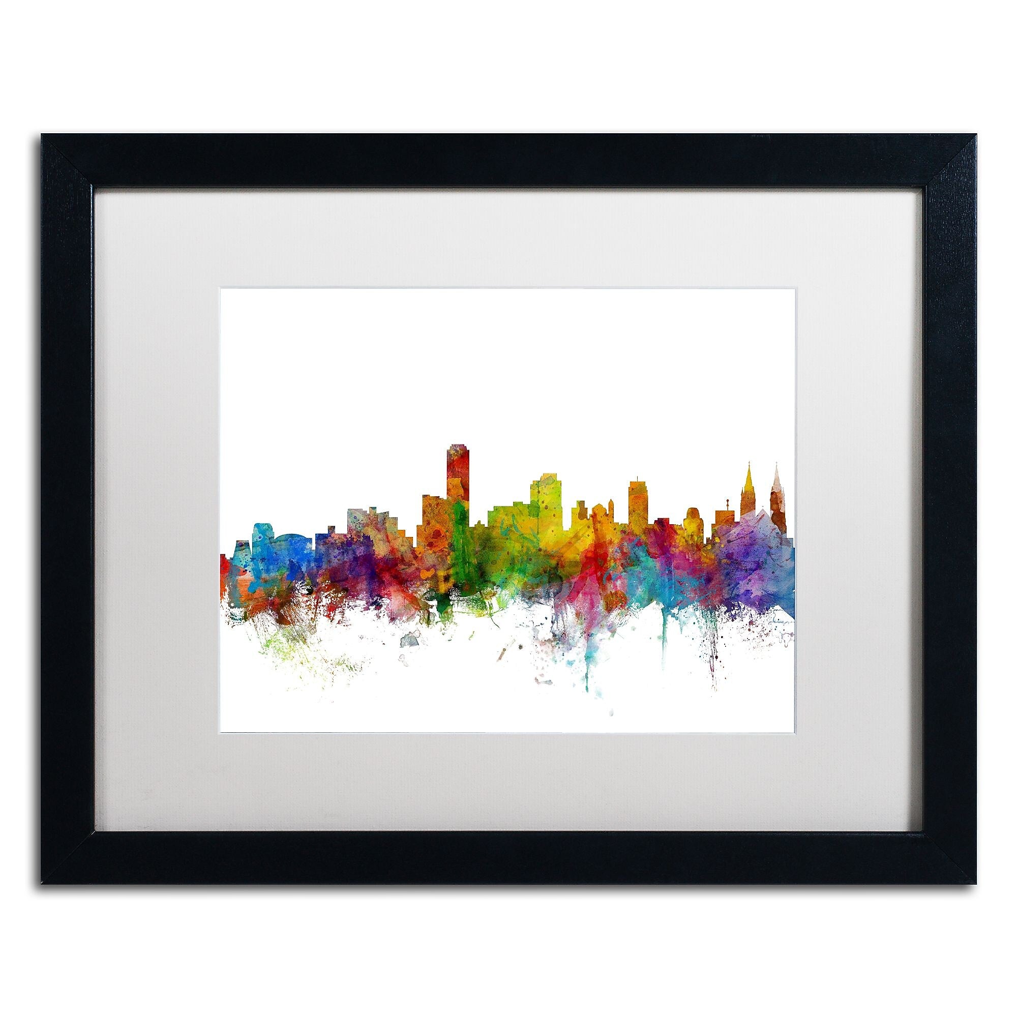 Trademark Fine Art ''Adelaide Australia Skyline II'' by Michael Tompsett 16" x 20" Black Frame (MT0759-B1620MF)