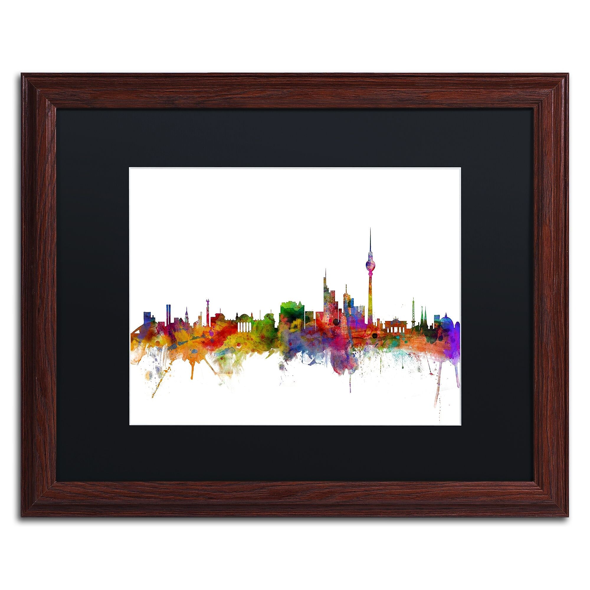 Trademark Fine Art ''Berlin Germany Skyline III'' by Michael Tompsett 16" x 20" Black Matted Wood Frame (MT0764-W1620BMF)