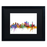 Trademark Fine Art ''Brisbane Australia Skyline'' by Michael Tompsett 16" x 20" Black Matted Black Frame (MT0765-B1620BMF)