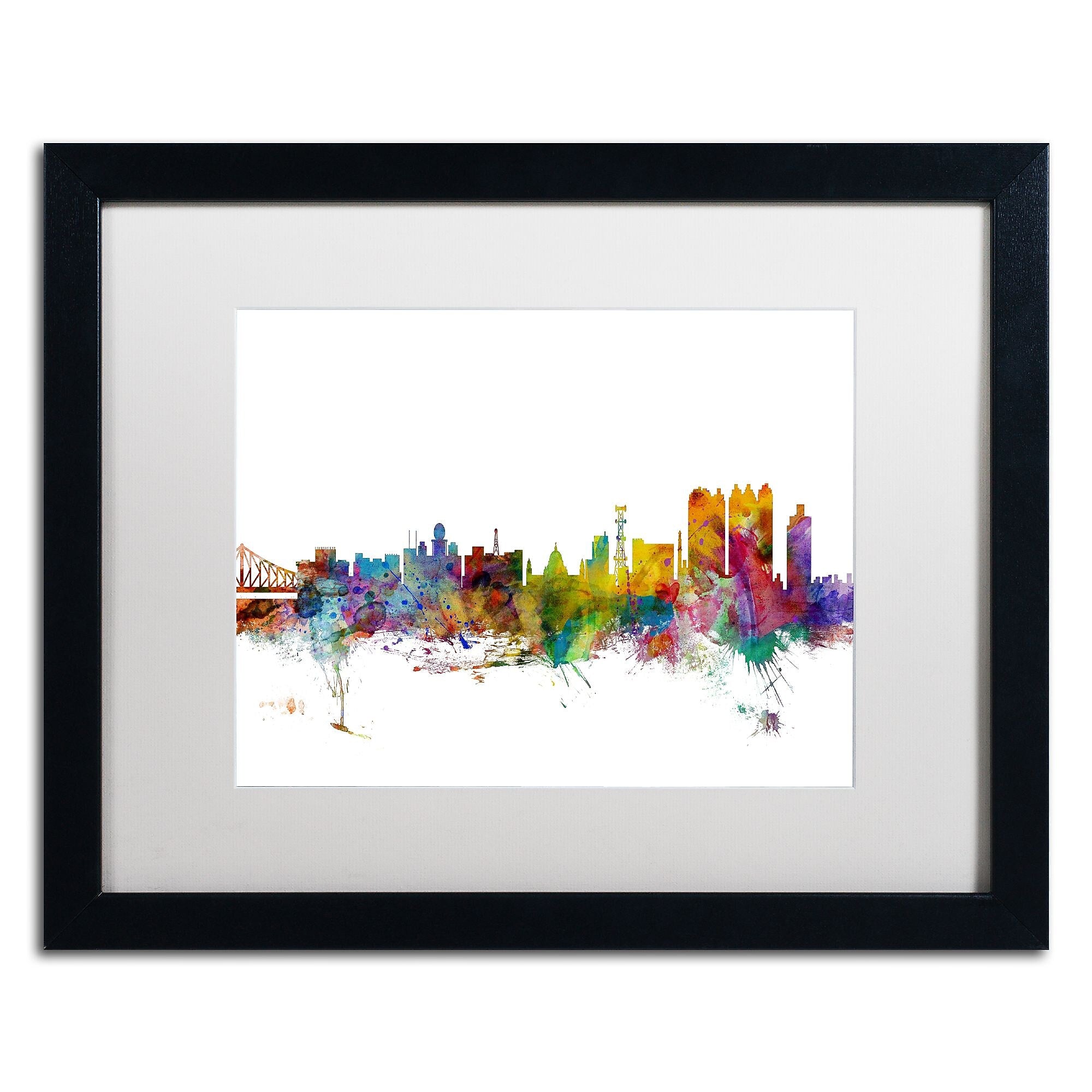 Trademark Fine Art ''Calcutta India Skyline'' by Michael Tompsett 16" x 20" White Matted Black Frame (MT0766-B1620MF)