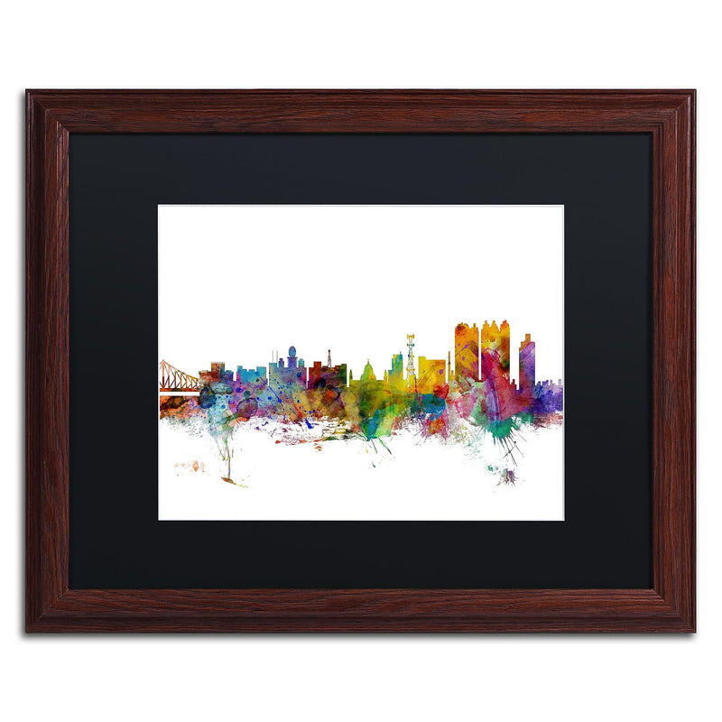 Trademark Fine Art ''Calcutta India Skyline'' by Michael Tompsett 16" x 20" Black Matted Wood Frame (MT0766-W1620BMF)