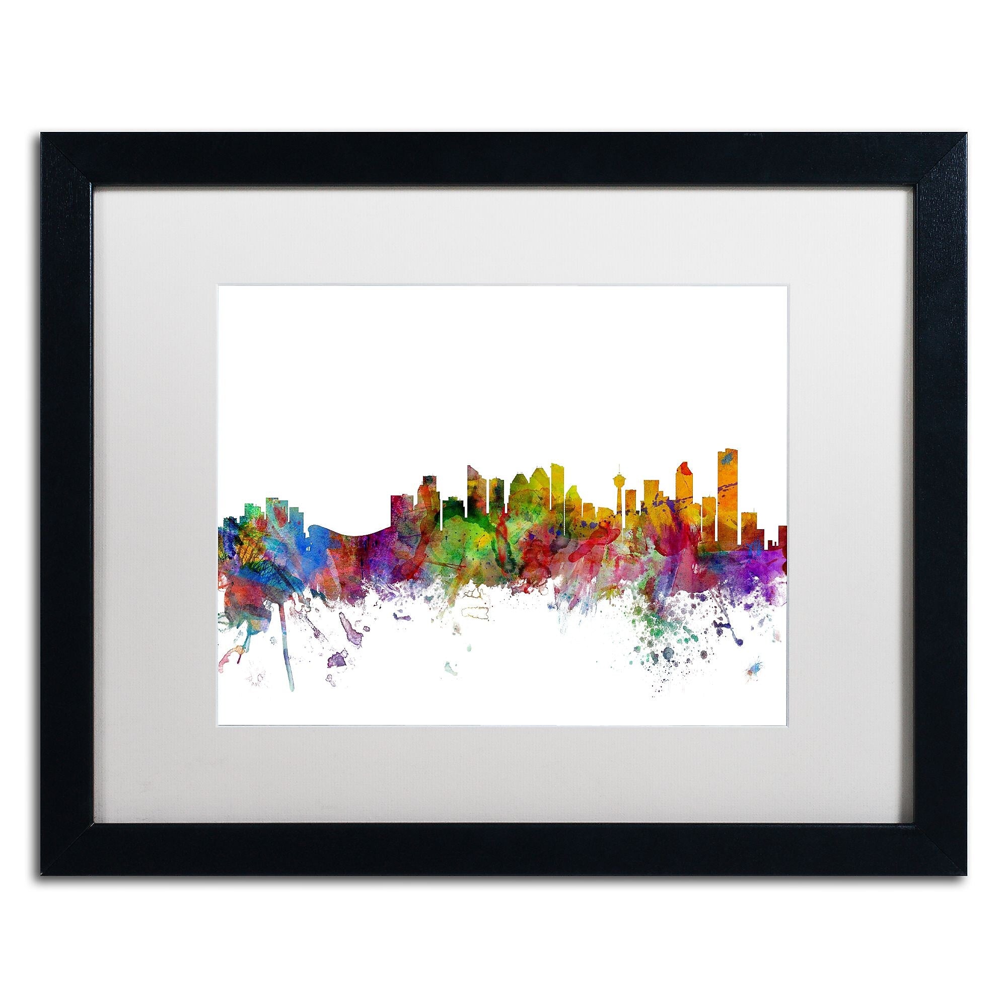 Trademark Fine Art ''Calgary Canada Skyline'' by Michael Tompsett 16" x 20" White Matted Black Frame (MT0767-B1620MF)
